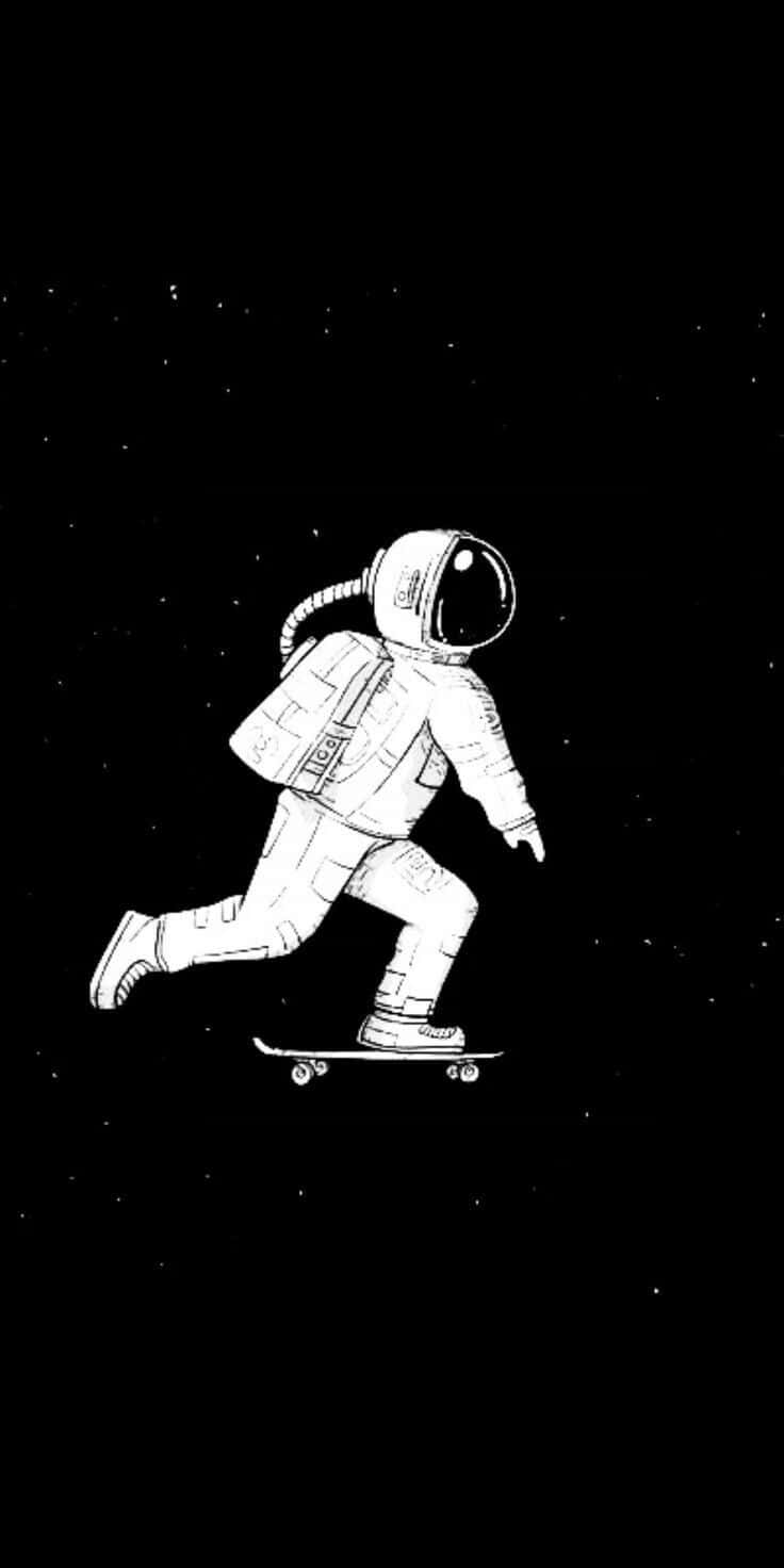 astronaut, skateboard, starry void, HD Phone Wallpaper