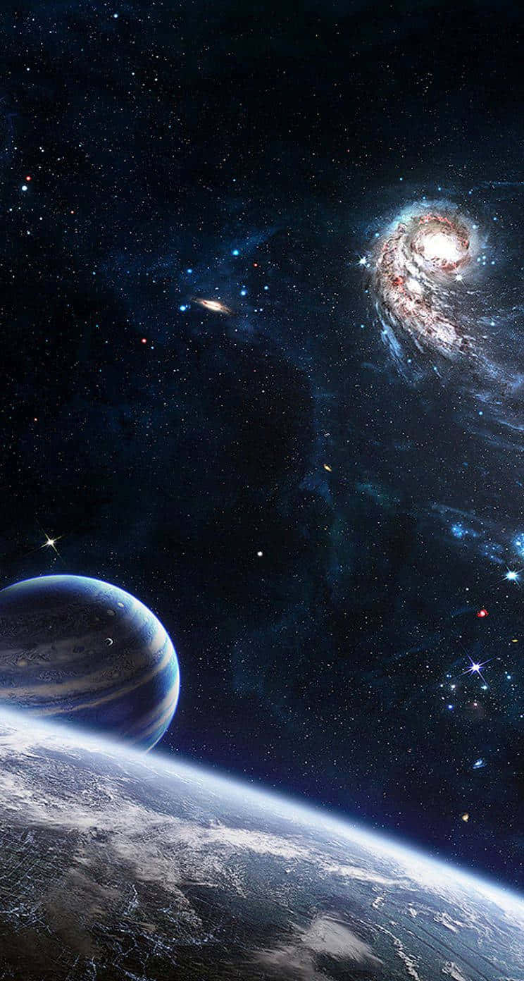 Cute Space, Earth's curved horizon, gas giant, HD Phone Wallpaper