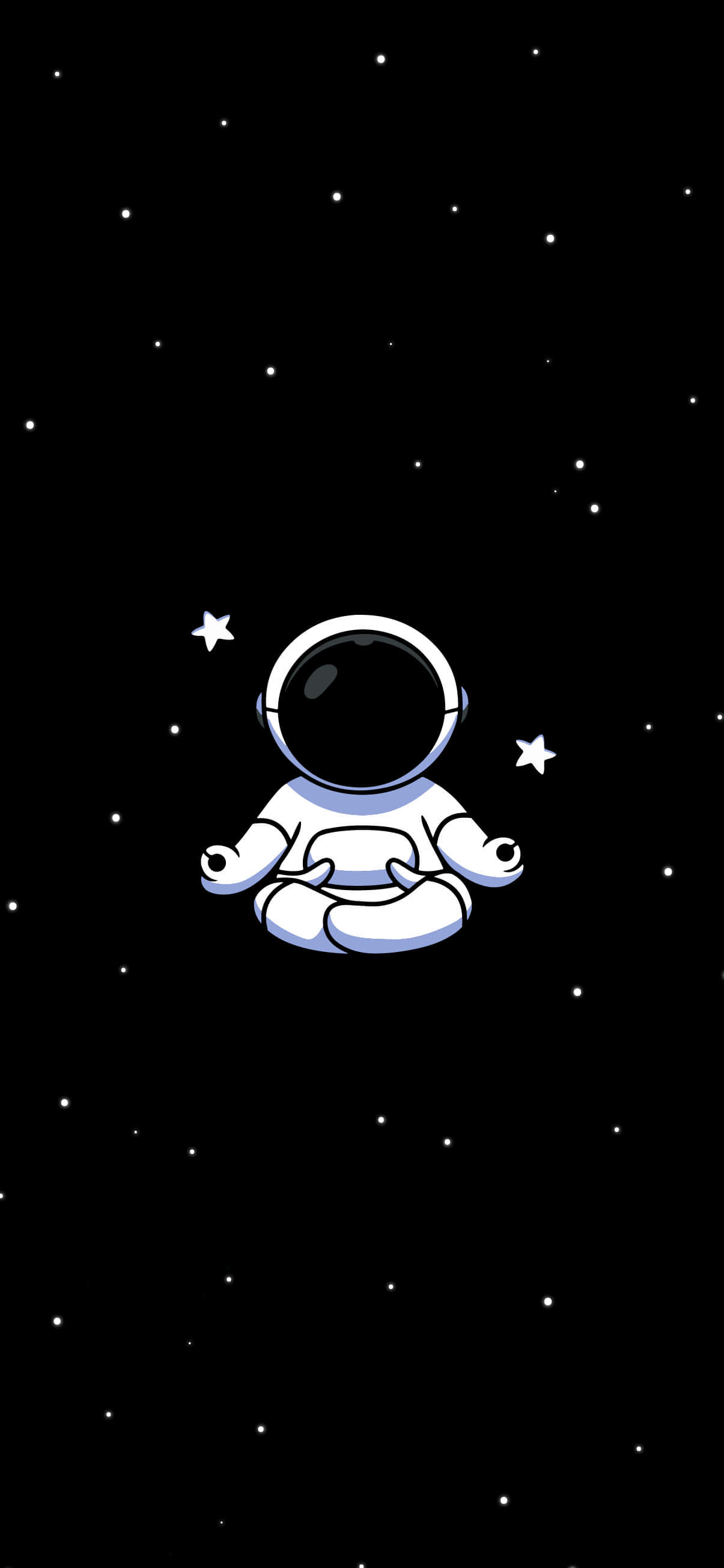 cartoon astronaut, starry black void, glowing stars, 2K Phone Wallpaper