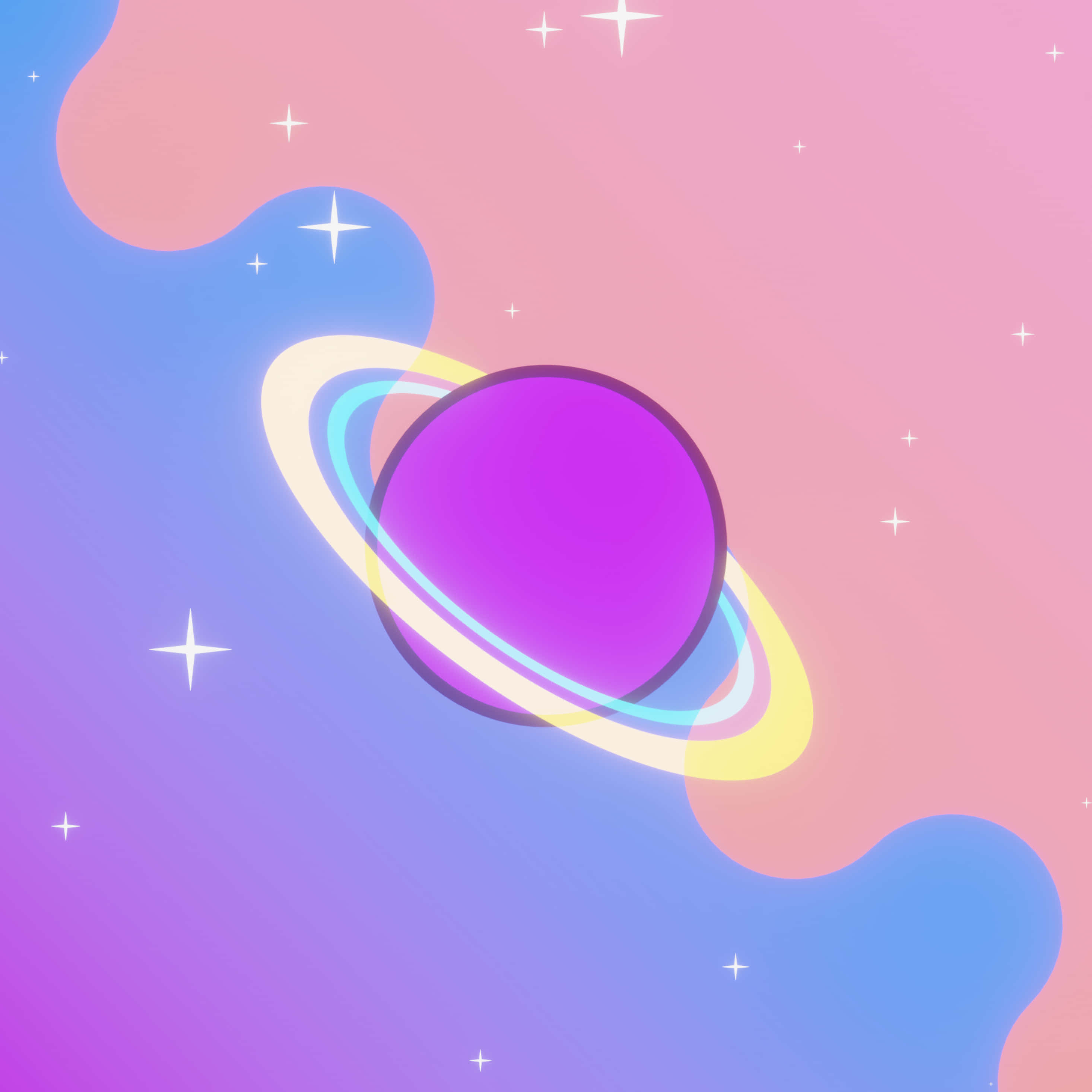 vibrant purple planet, glowing rings, dreamy pastel cosmos, 2K Desktop Wallpaper
