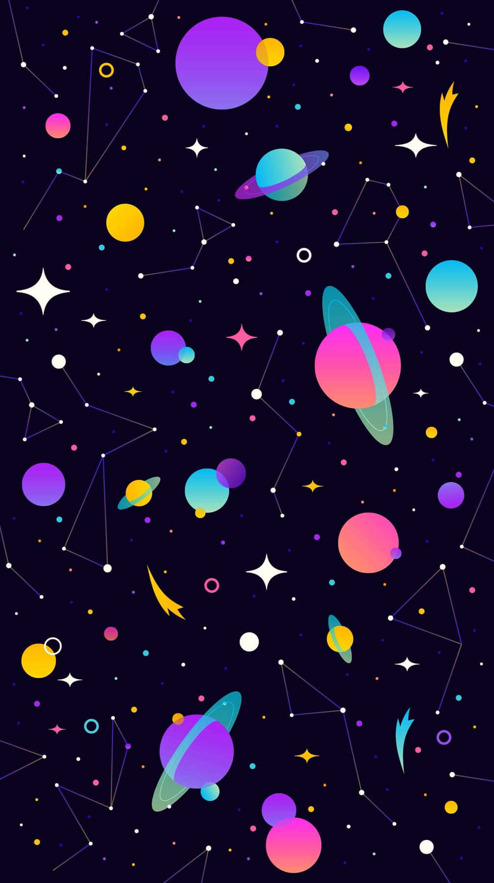Cute Space, cartoon planets, constellations, HD Phone Wallpaper