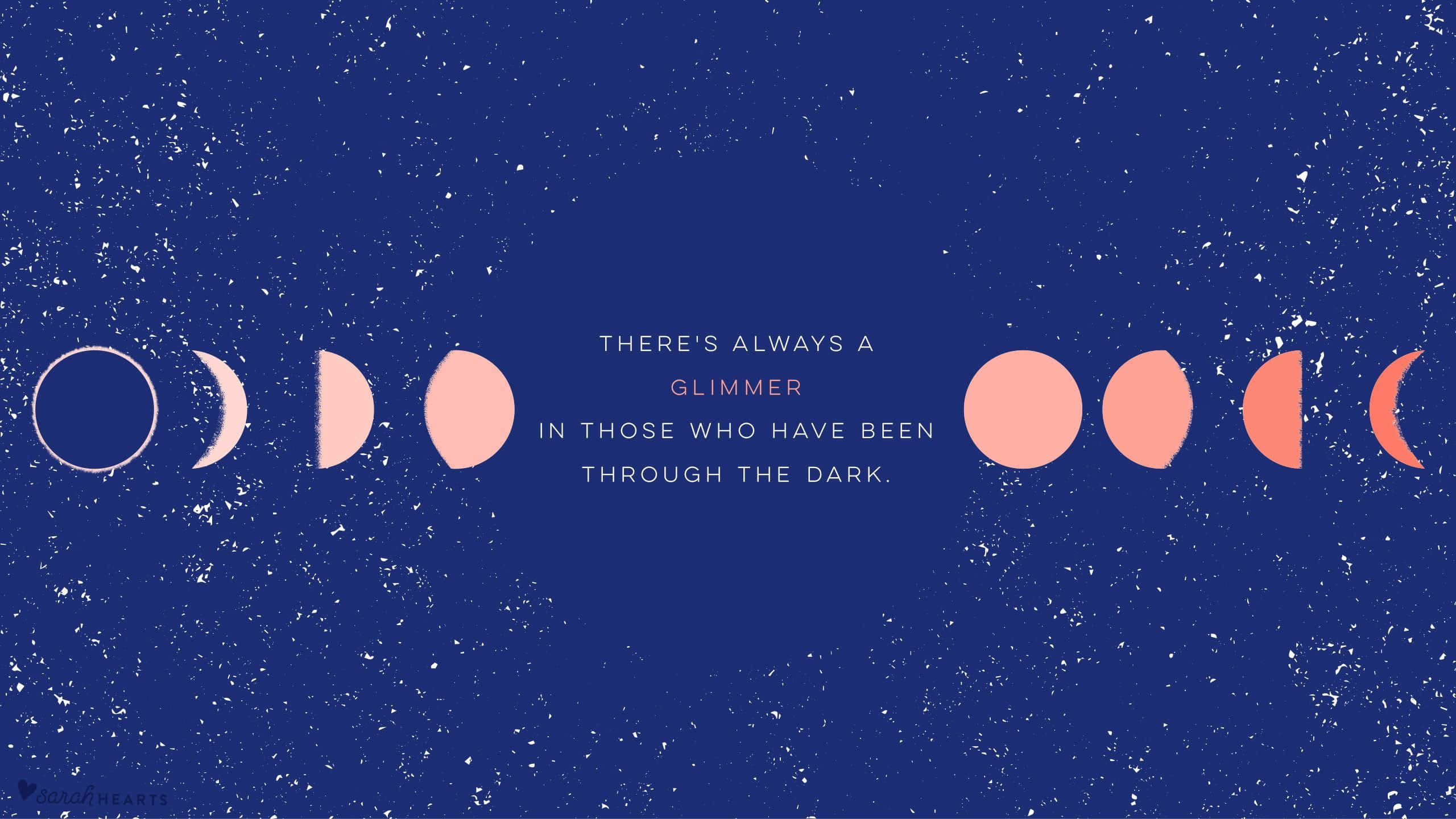 Cute Space, moon phases, serene blue textured background, 2K Desktop Wallpaper