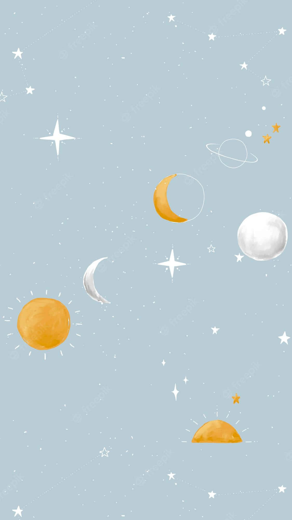 galaxy, soft blue sky, white stars, Full HD Phone Wallpaper