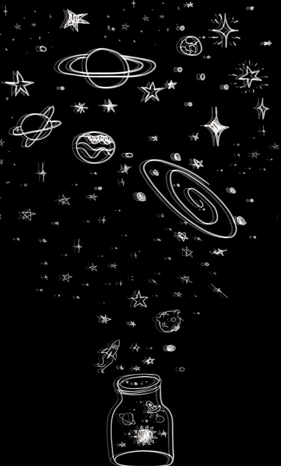 white line drawing, celestial bodies, stars, HD Phone Wallpaper