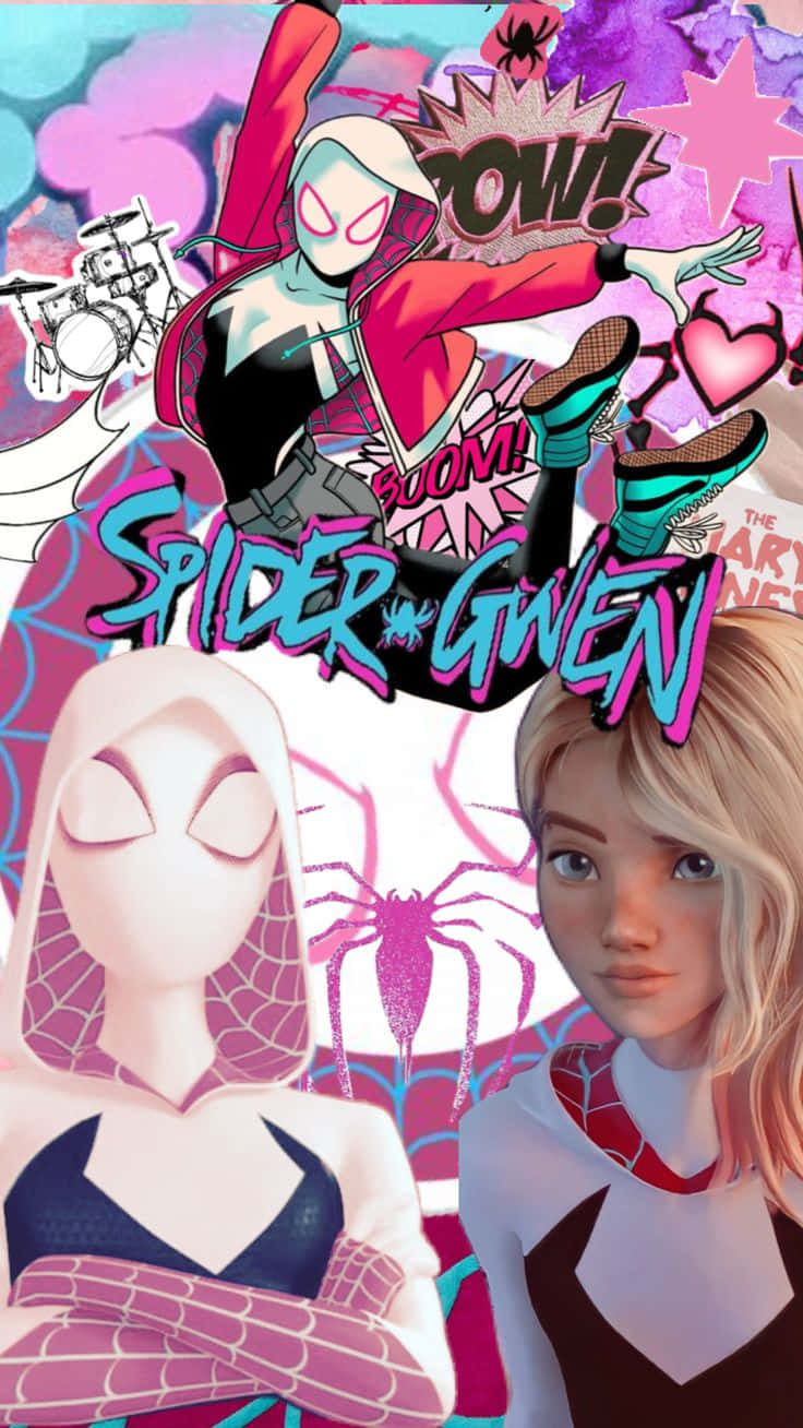 Spider Gwen, pink, purple, HD Phone Wallpaper