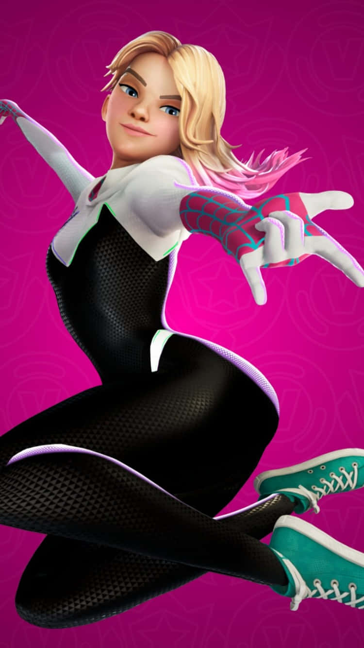 Spider Gwen, black and white suit, pink accents, HD Phone Wallpaper