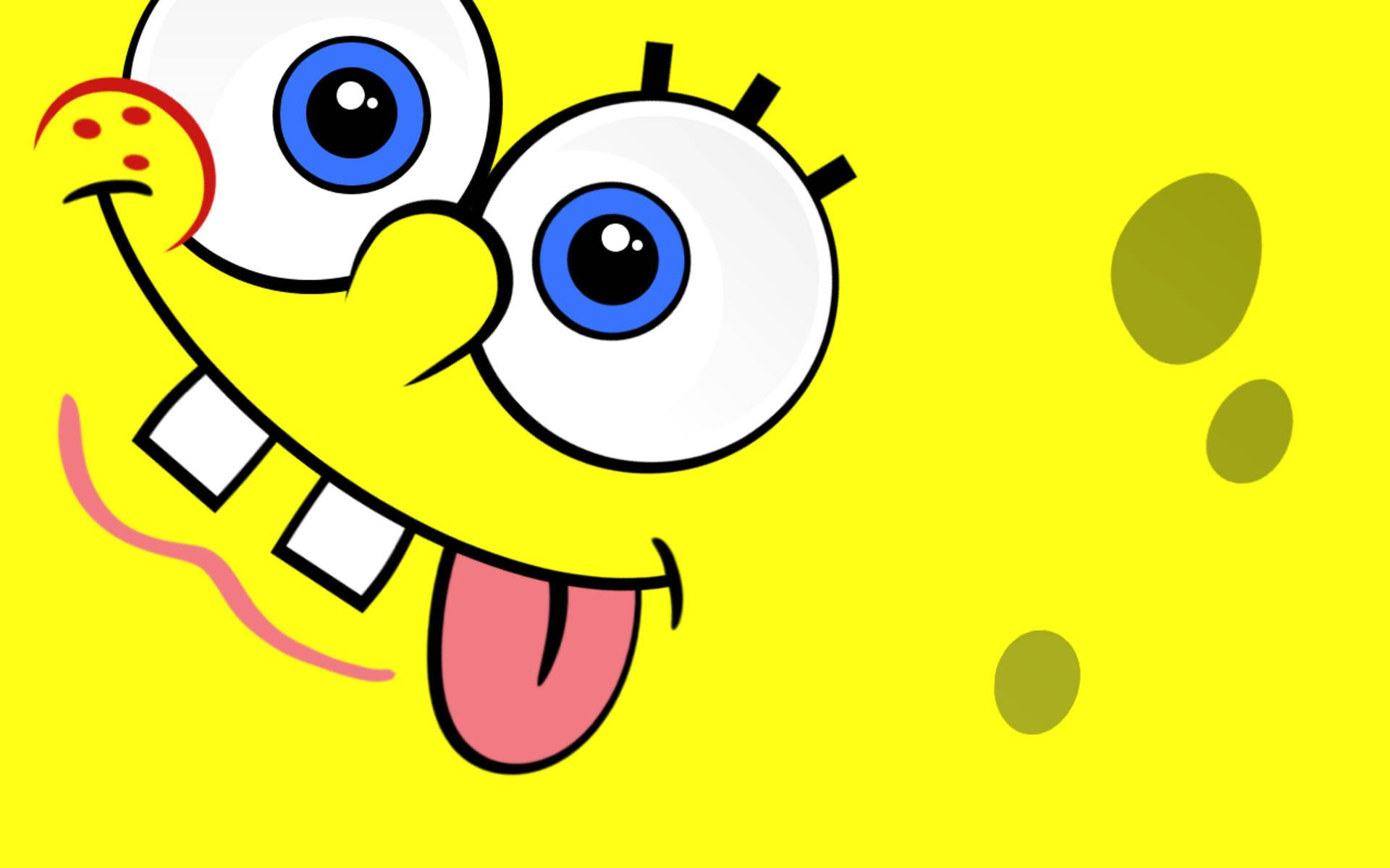 Cute SpongeBob, mischievous face, big blue eyes, Full HD Desktop Wallpaper