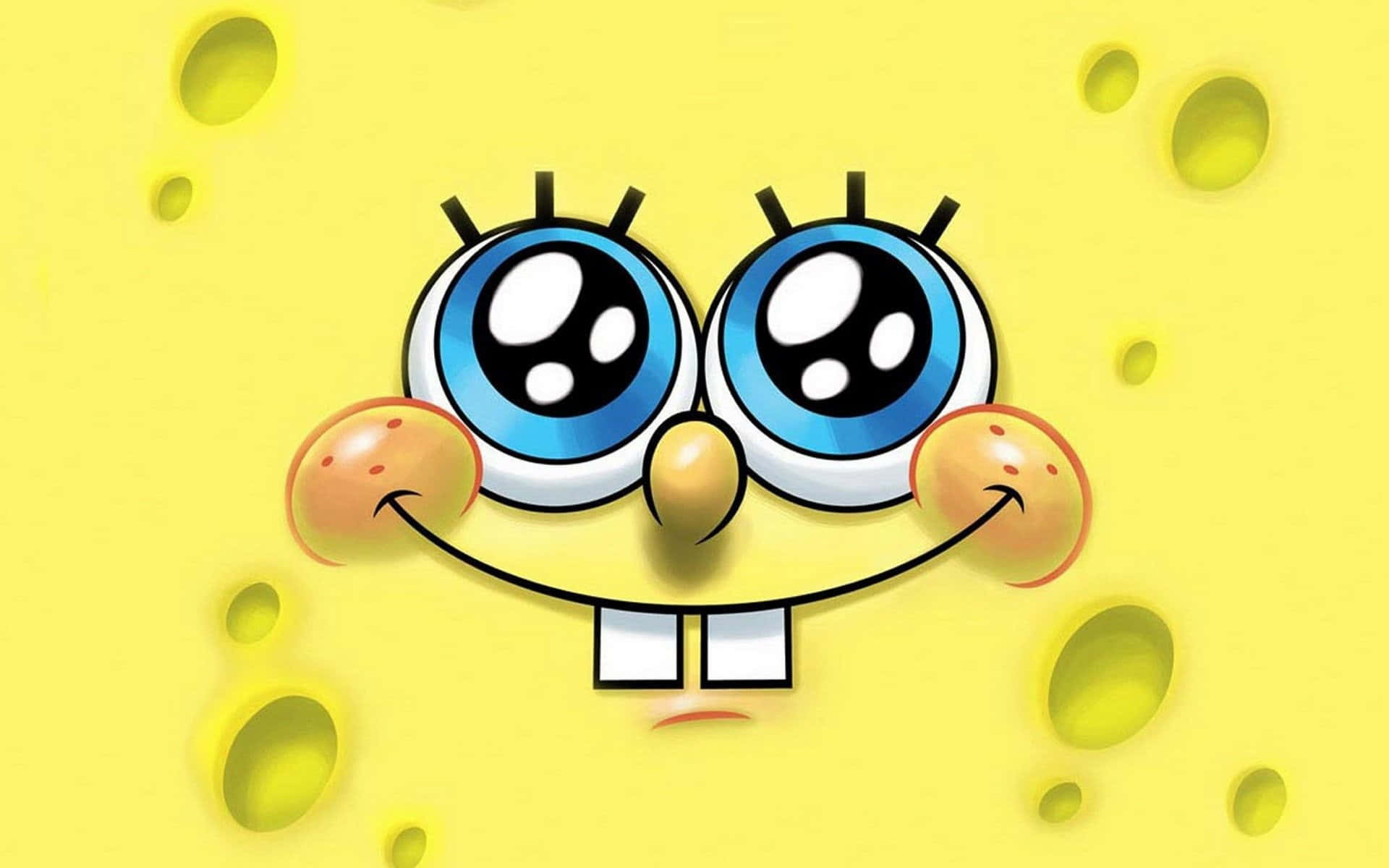SpongeBob, yellow cartoon sponge, big blue eyes, Full HD Desktop Wallpaper