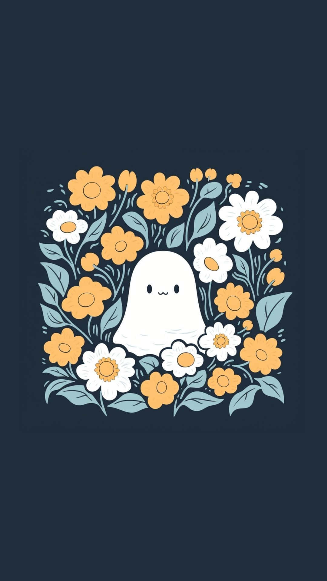 cute ghost, white ghost, smiling face, Full HD Phone Wallpaper