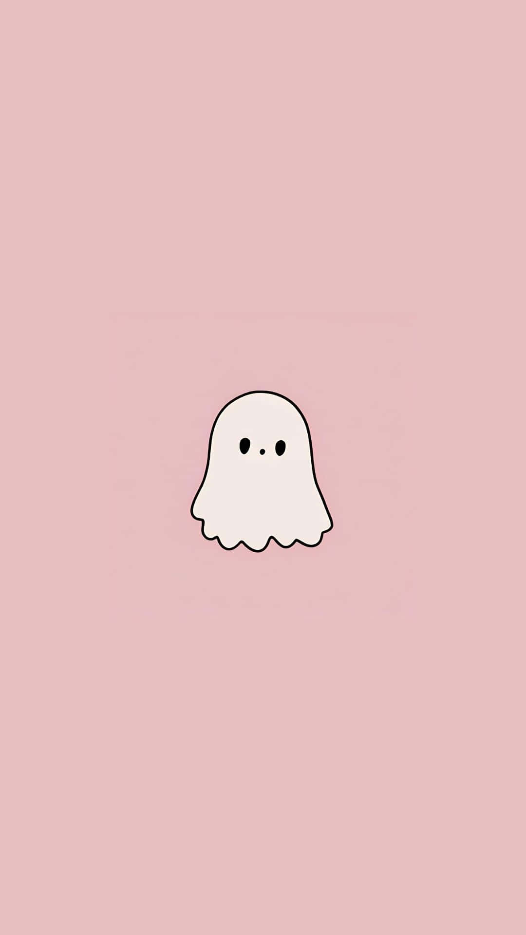 cute simple ghost illustration, black eyes, soft pink background, Full HD Phone Wallpaper