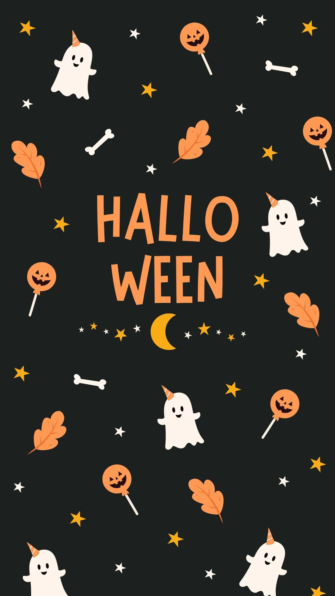 Cute Halloween Pattern, ghosts, pumpkins, Full HD Phone Wallpaper