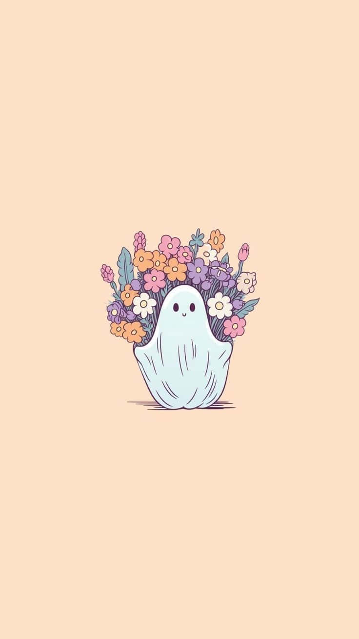 floral ghost, light blue ghost, colorful bouquet of flowers, HD Phone Wallpaper