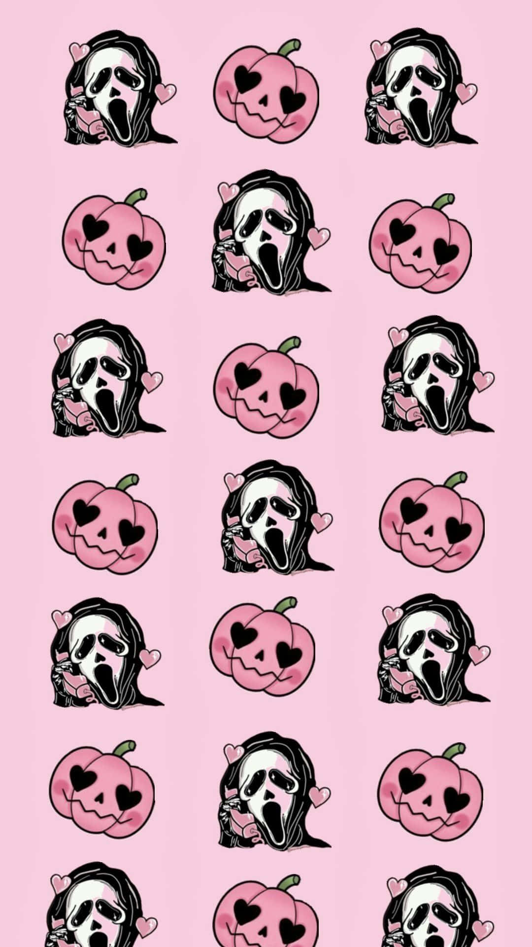 Cute Spooky Pattern, pink background, cartoon ghosts, Full HD Phone Wallpaper
