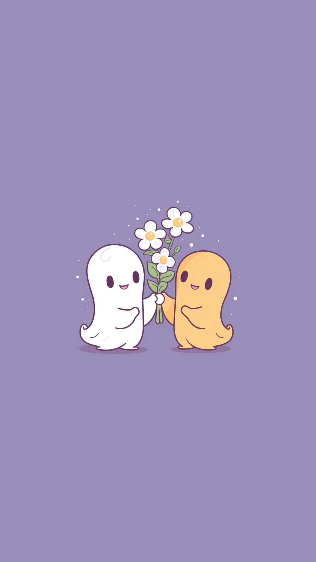 friendly ghost, cartoon, white daisies, Full HD Phone Wallpaper