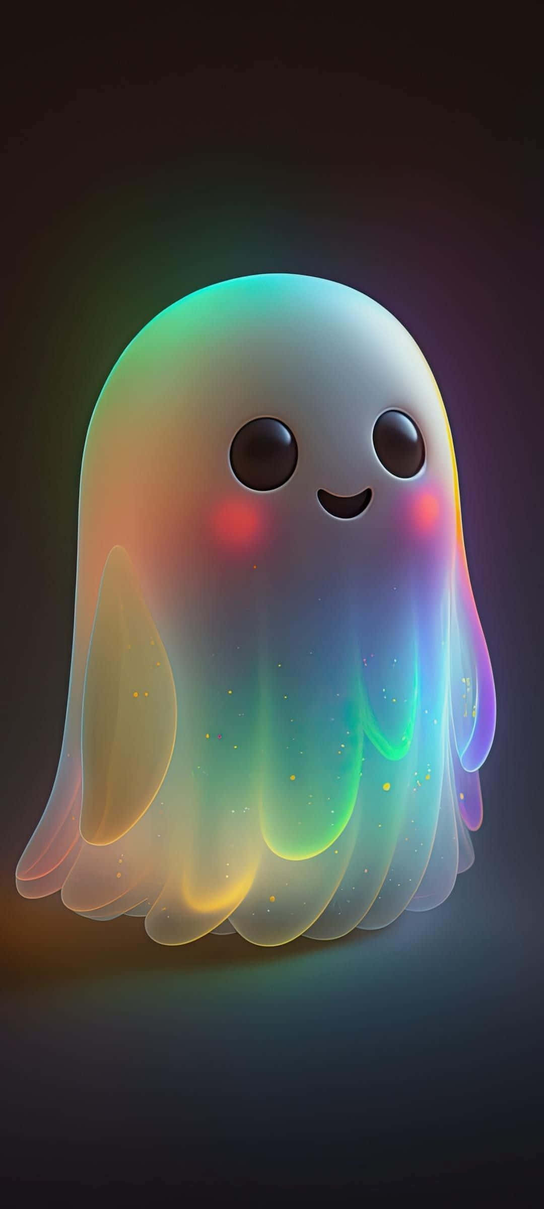 colorful cute ghost, rainbow gradient, sparkles, Full HD Phone Wallpaper