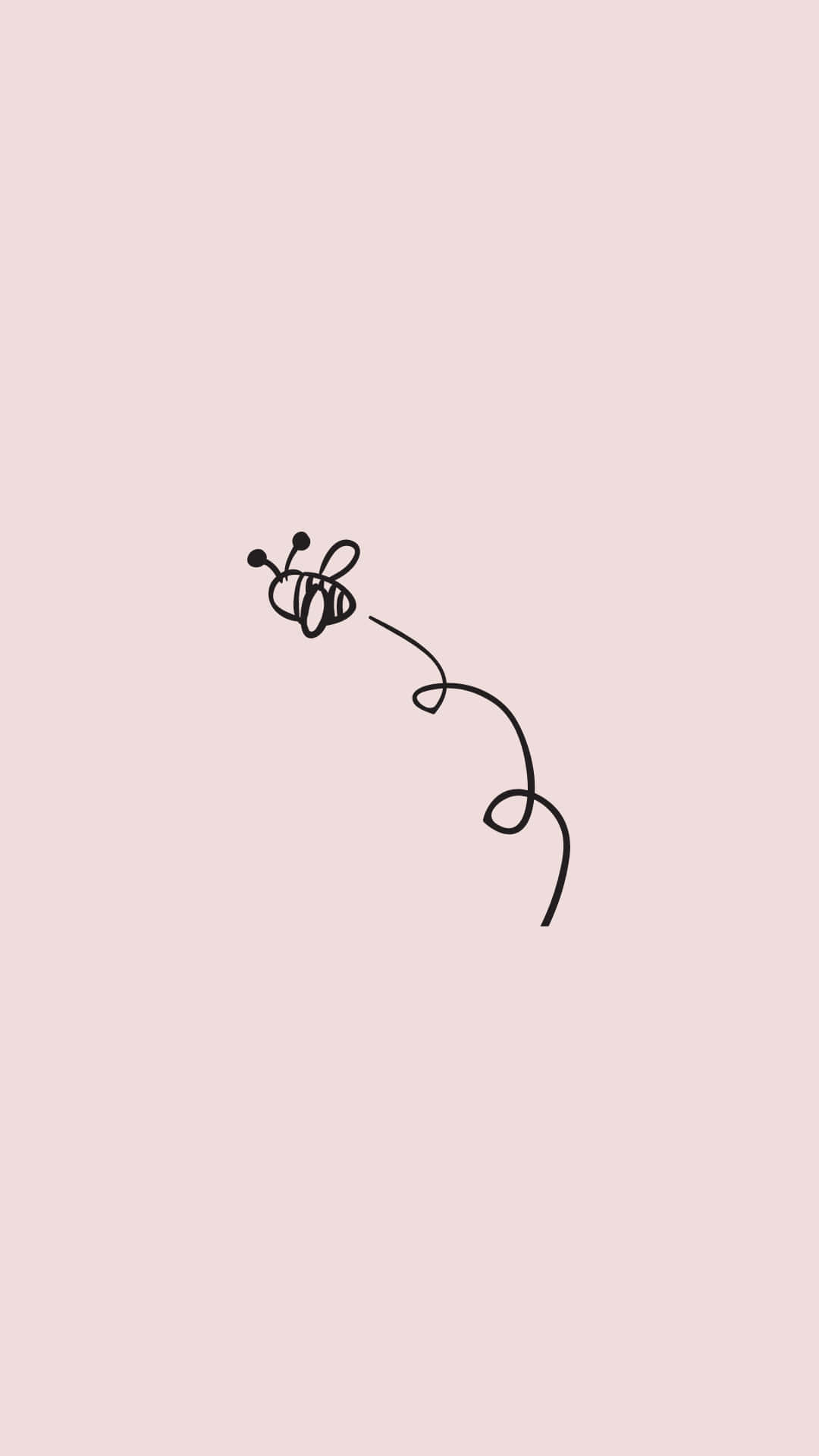 Cute Spring Butterfly iPhone, bee, black line drawing, Full HD Phone Wallpaper