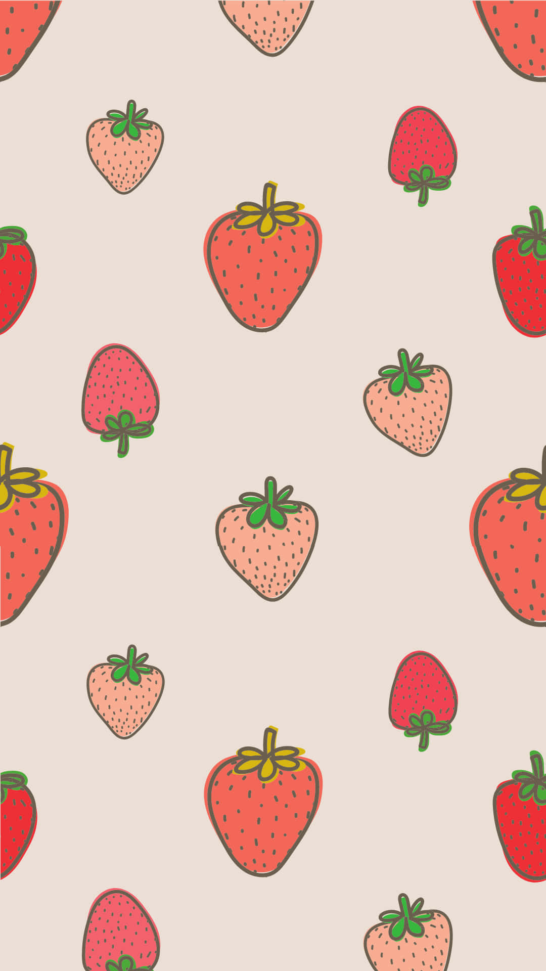 Cute Spring Strawberries iPhone, hand-drawn strawberries, red, Full HD Phone Wallpaper