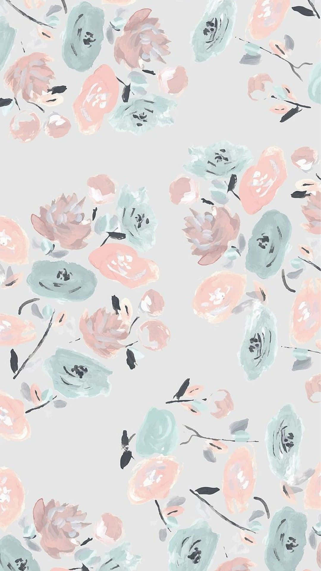 Cute Spring Minimalist Roses iPhone, pastel pink, mint, Full HD Phone Wallpaper