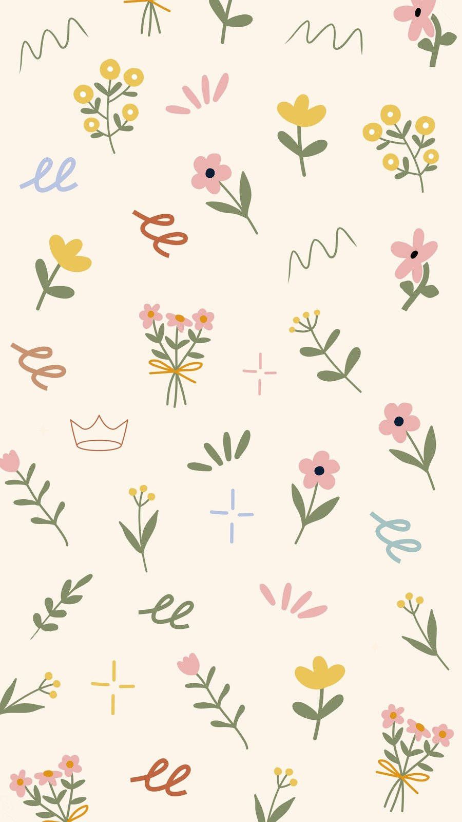 Cute Spring Phone, pastel-toned, stylized flowers, HD Phone Wallpaper