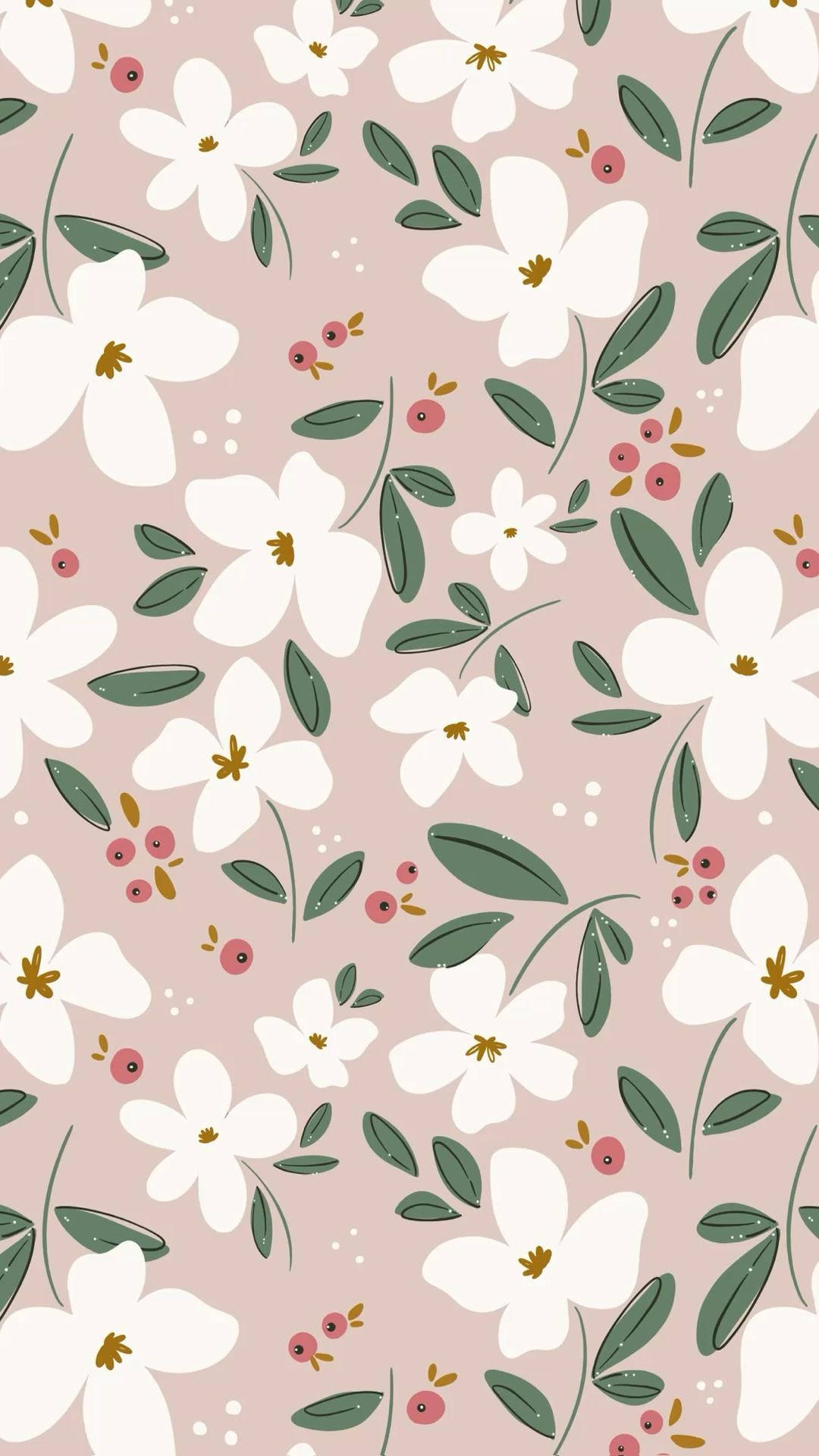 Cute Spring Phone, soft pink, white flowers, Full HD Phone Wallpaper