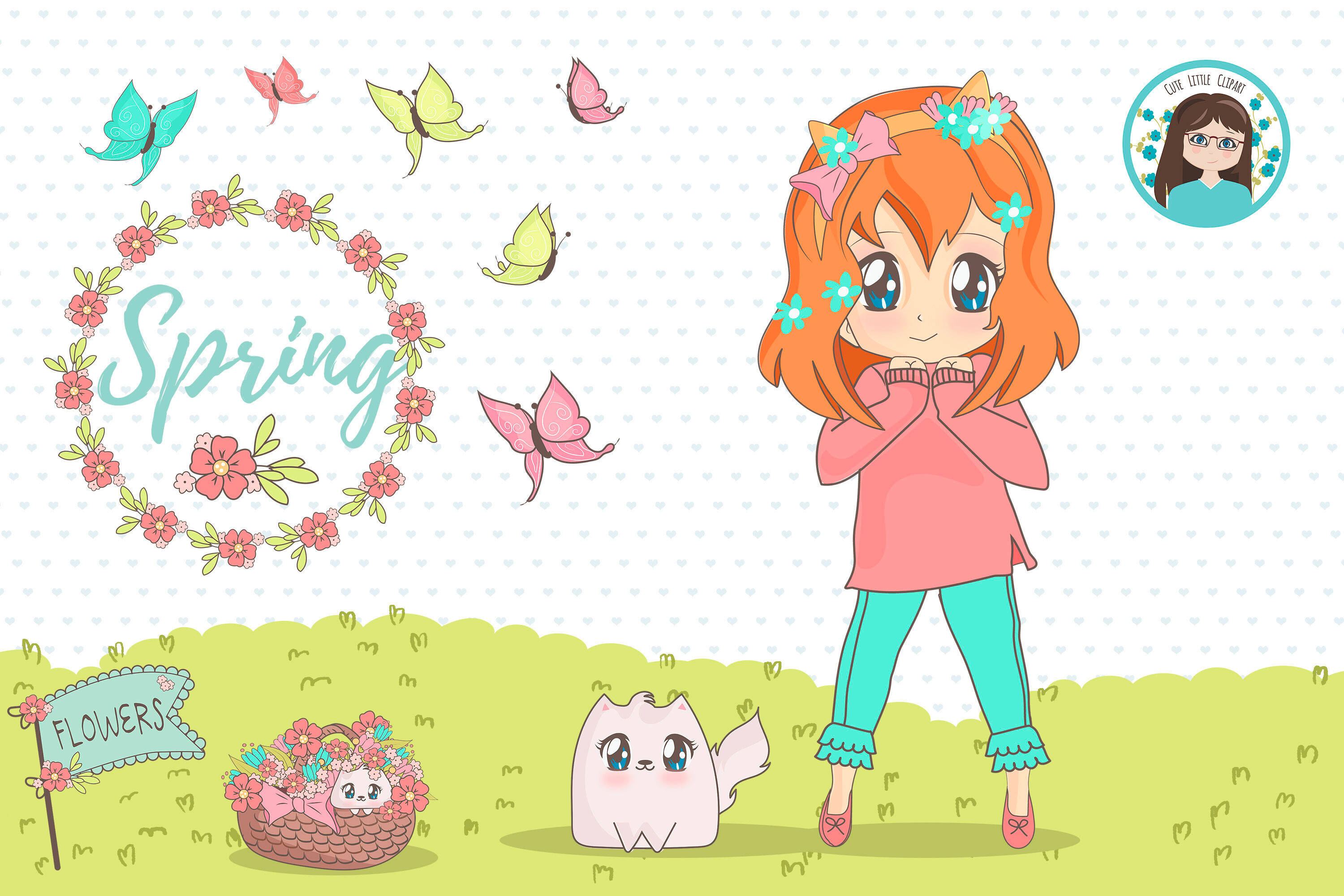 anime girl, orange hair, pink top, 2K Desktop Wallpaper