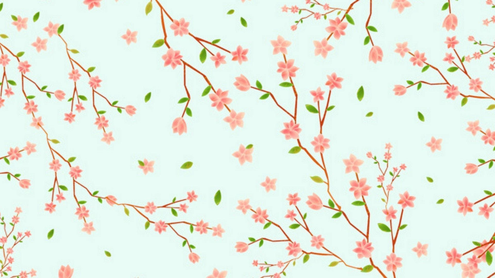 cute spring, digital cherry blossoms, pink cherry blossoms, Full HD Desktop Wallpaper