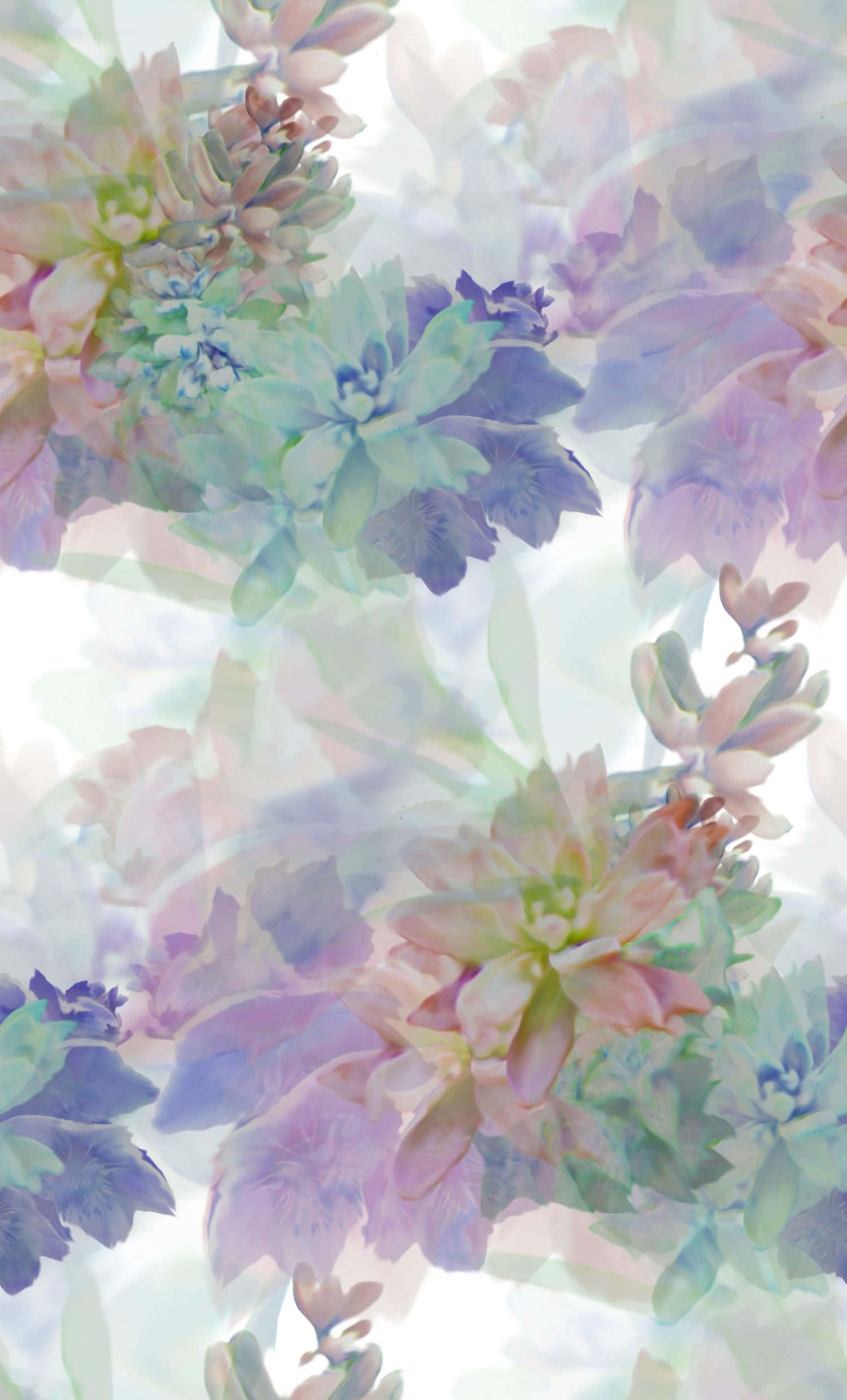 pastel-inspired spring landscape, soft pastel succulents, dreamy overlapping layers, Full HD Phone Wallpaper