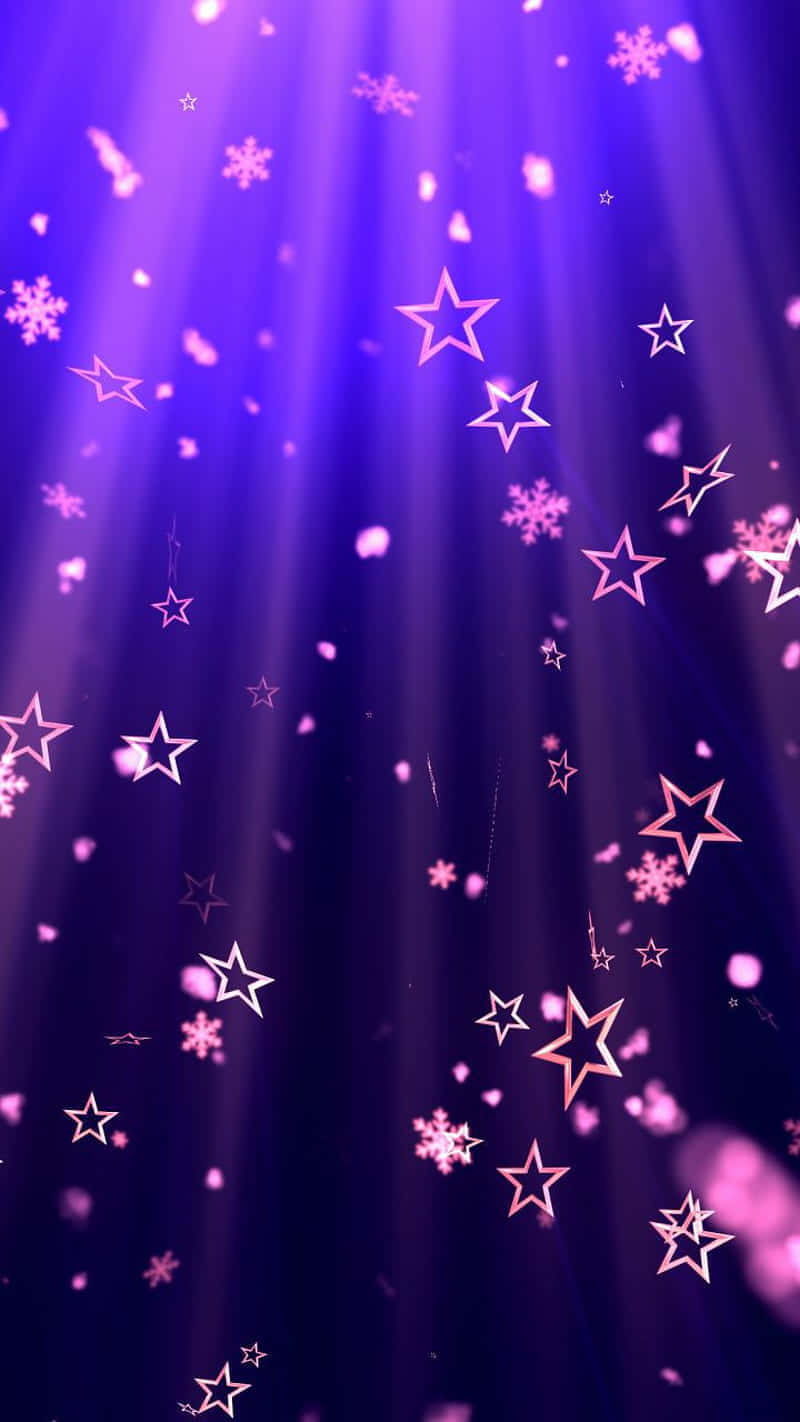pink stars, purple light beams, snowflakes, HD Phone Wallpaper