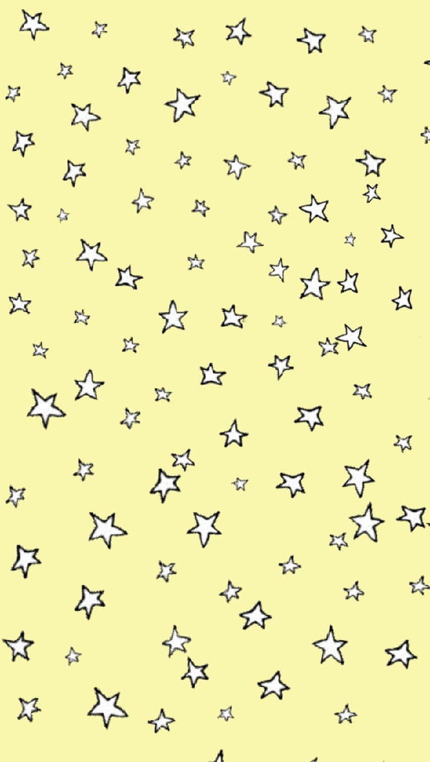 white stars, hand-drawn, cheerful yellow background, HD Phone Wallpaper