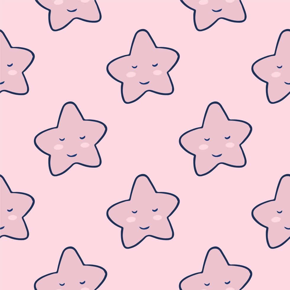 sleeping cute stars, soft pink background, cute smiling starfish, SD Desktop Wallpaper