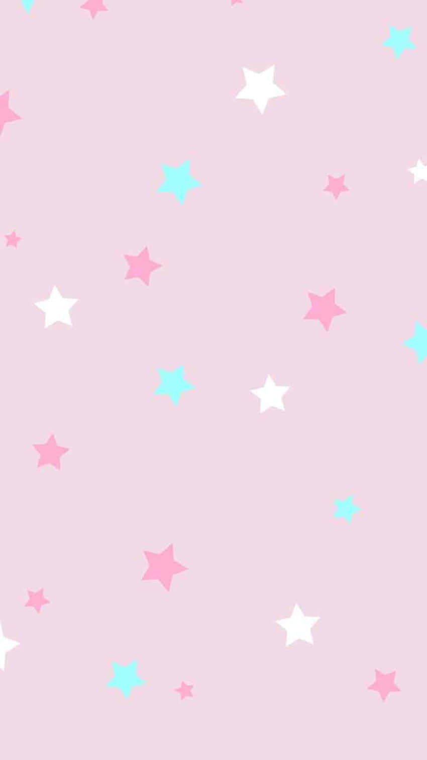 pastel pink background, soft pink light blue stars, white stars, HD Phone Wallpaper