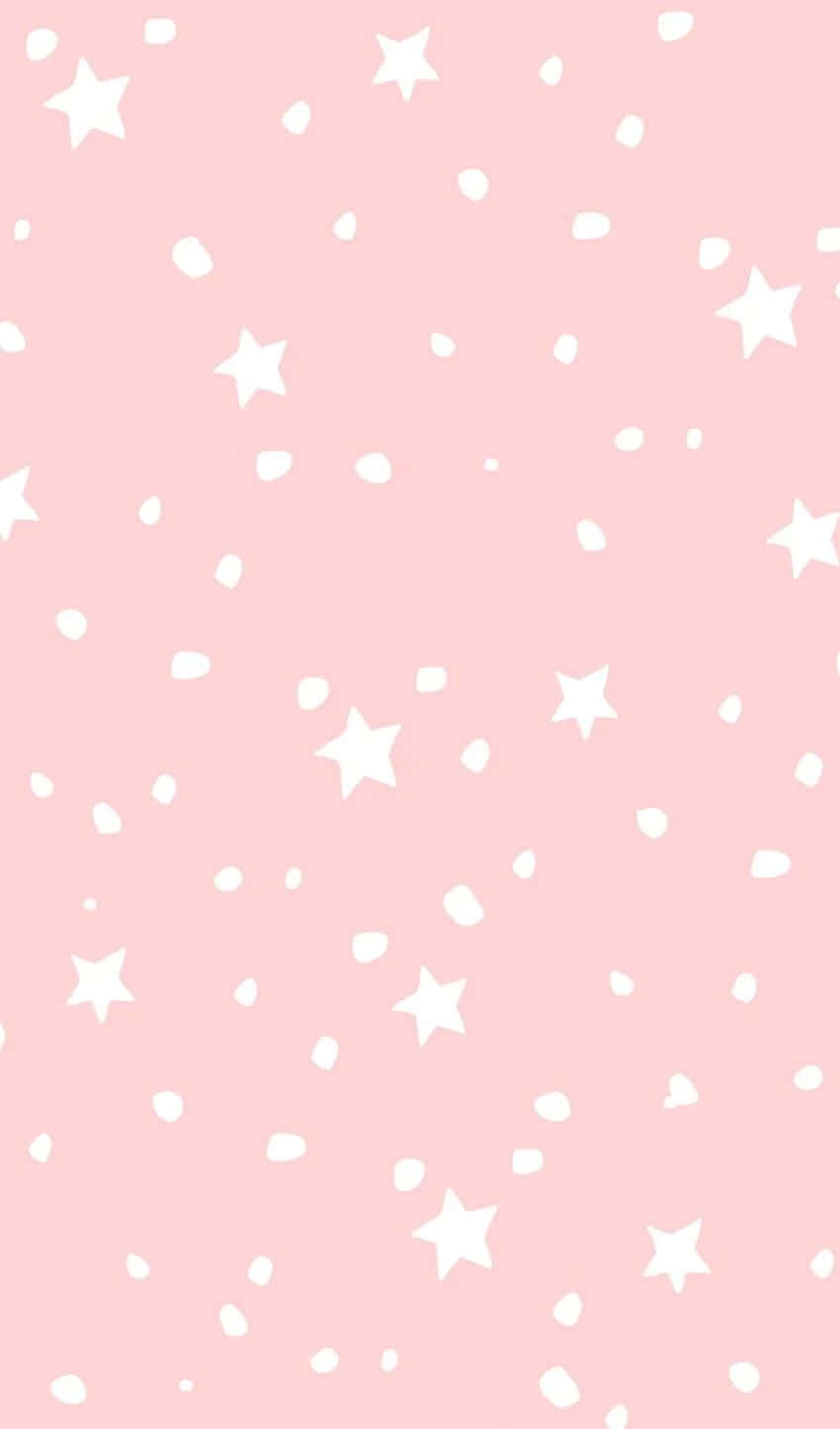white stars, soft pink background, scattered white stars, HD Phone Wallpaper
