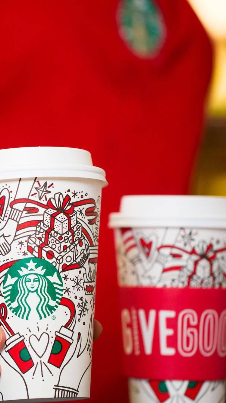 Starbucks, Christmas version, red white and green designs, HD Phone Wallpaper