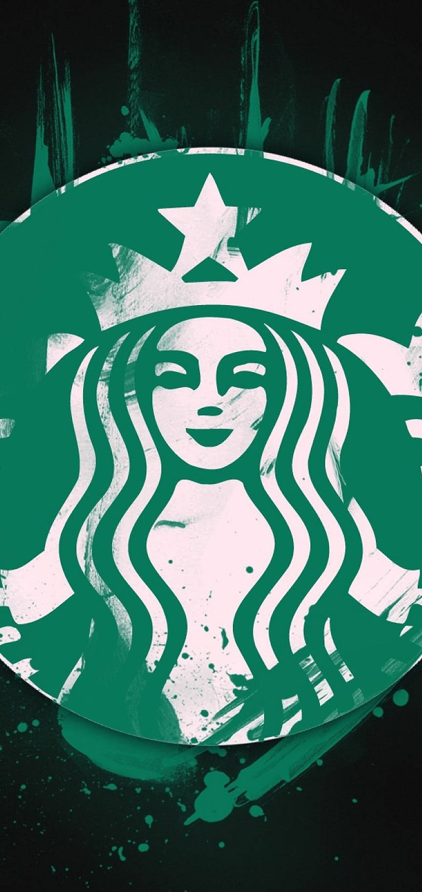Cute Starbucks, white siren logo, flowing hair, HD Phone Wallpaper
