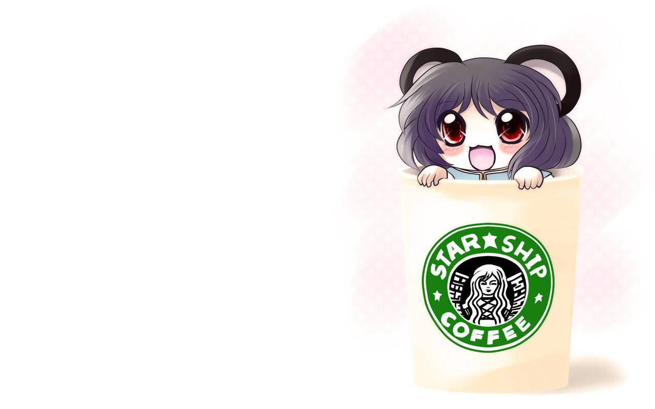 Starbucks, anime cup, chibi girl, HD Desktop Wallpaper