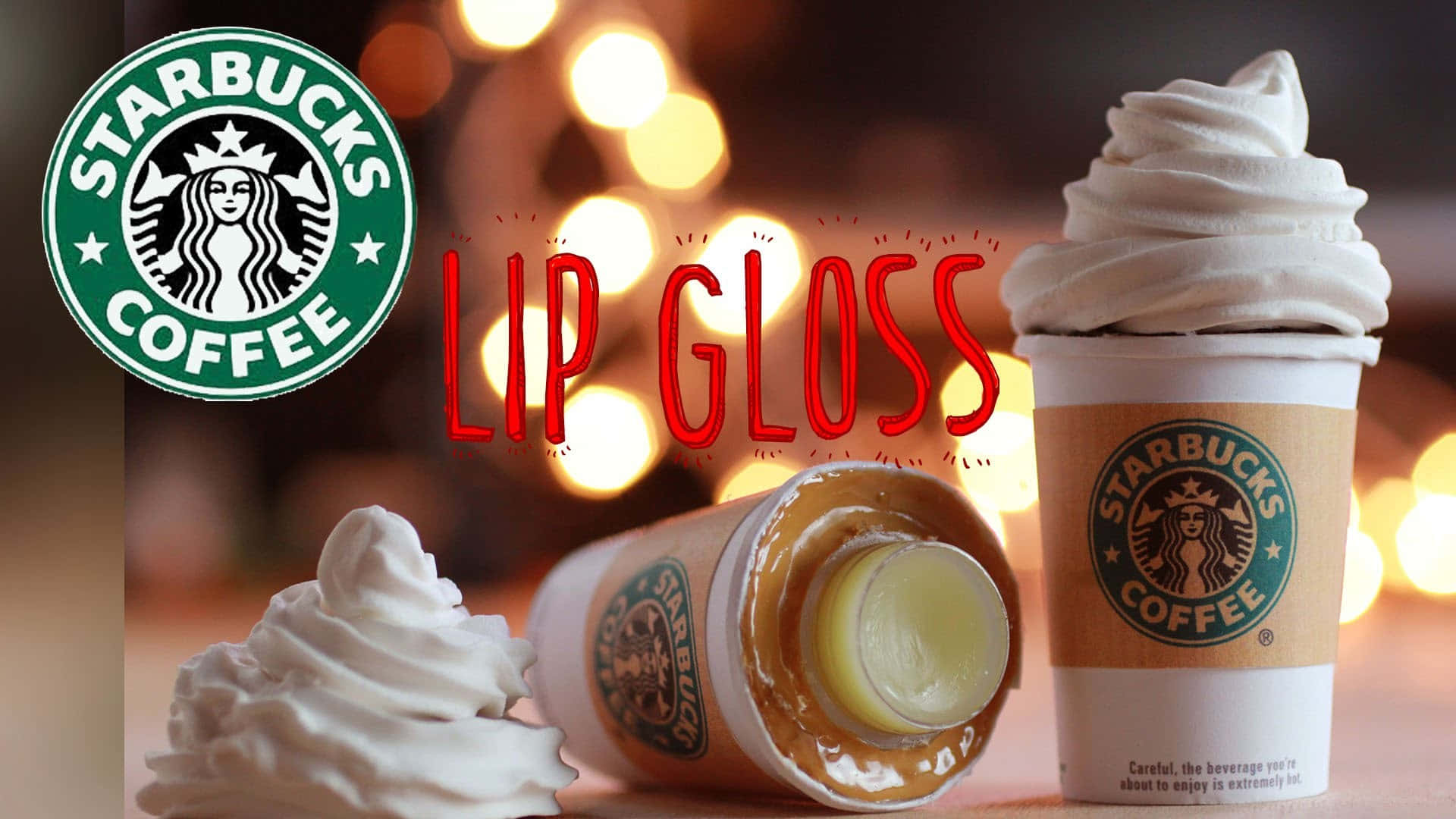 Starbucks, coffee cup, lip gloss, Full HD Desktop Wallpaper
