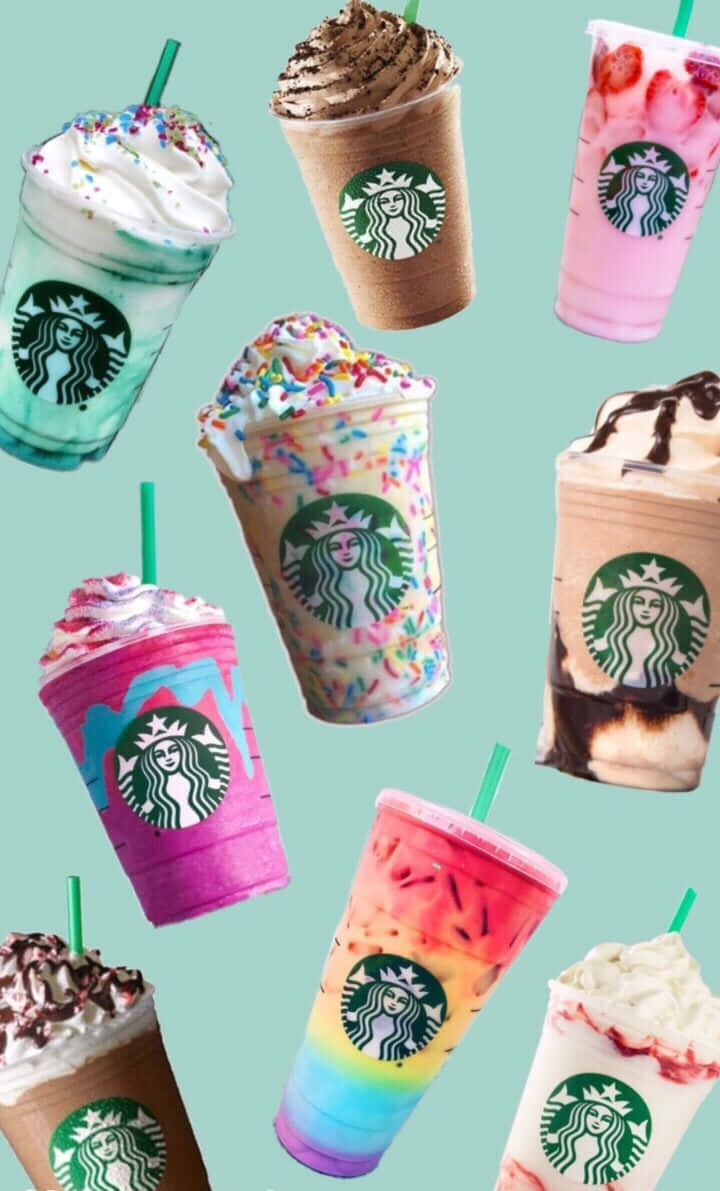 Starbucks, rainbow swirls, sprinkles, SD Phone Wallpaper