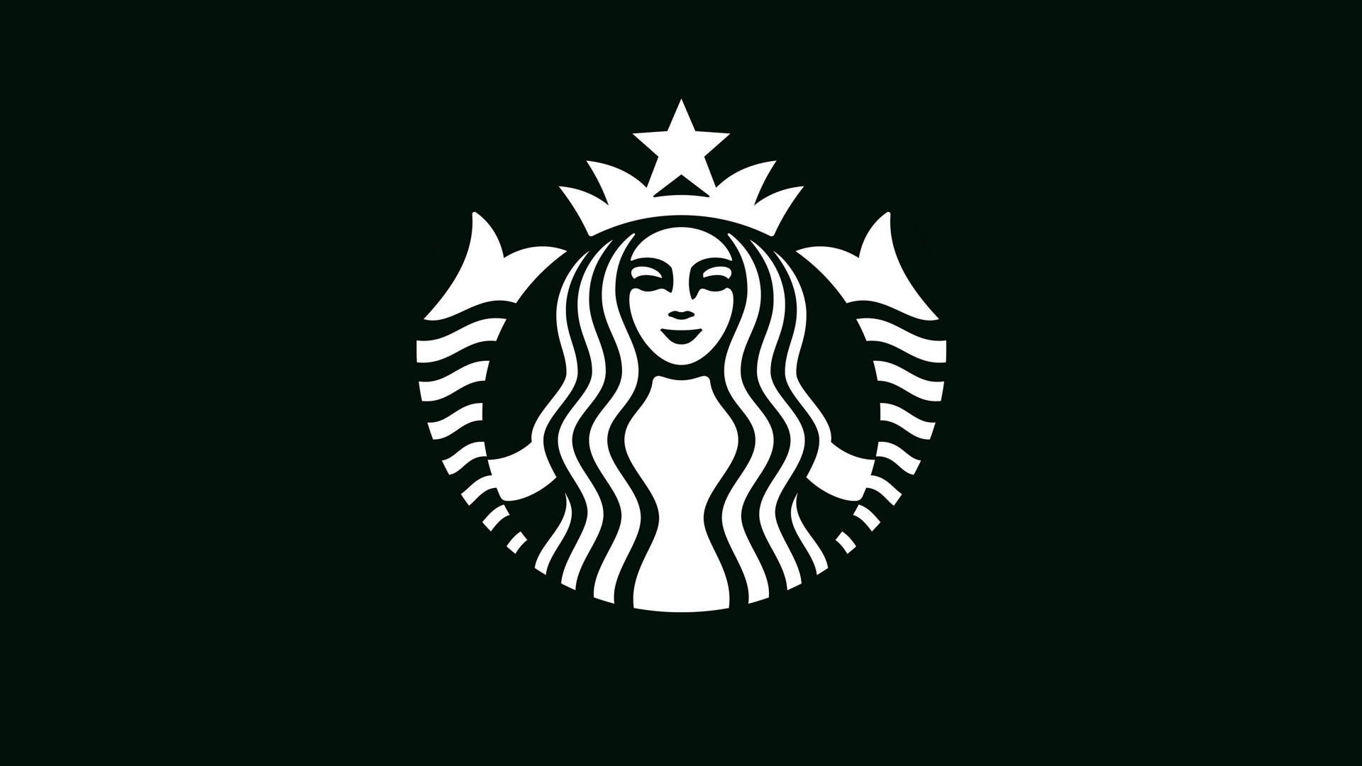 Starbucks, siren logo, dark green background, Full HD Desktop Wallpaper