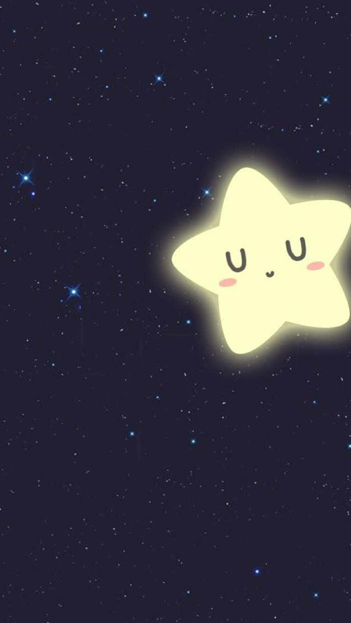 Cute Stars, glowing yellow cartoon star, rosy cheeks, SD Phone Wallpaper