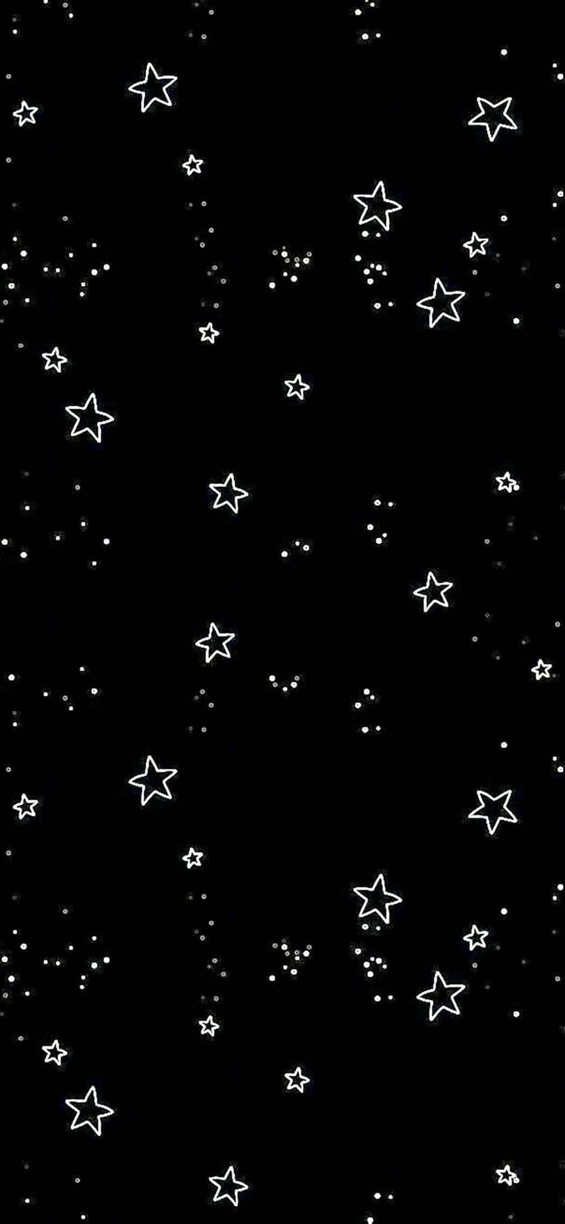 Dreamy night sky, twinkling stars, minimalist black background, Full HD Phone Wallpaper