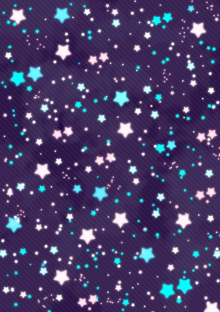 Cute Stars, glowing cyan, pink stars, SD Phone Wallpaper