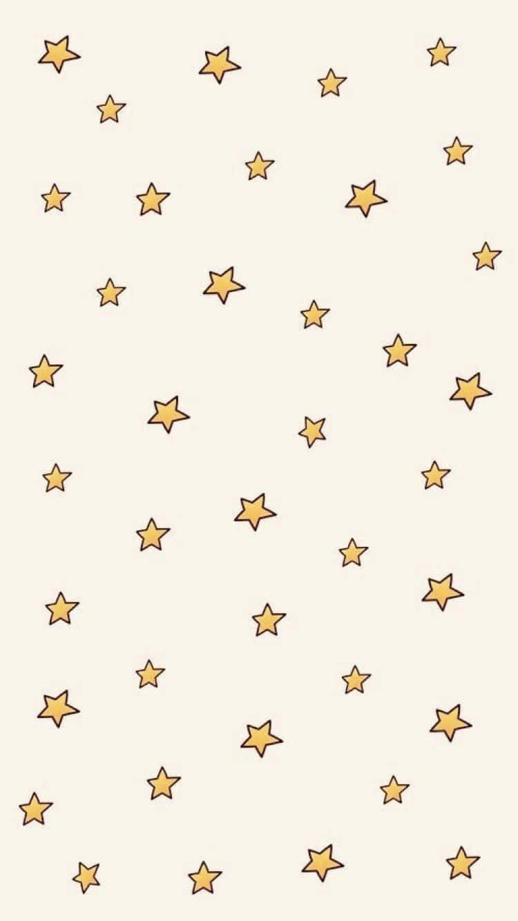 soft cream background, hand-drawn golden stars, whimsical celestial pattern, HD Phone Wallpaper