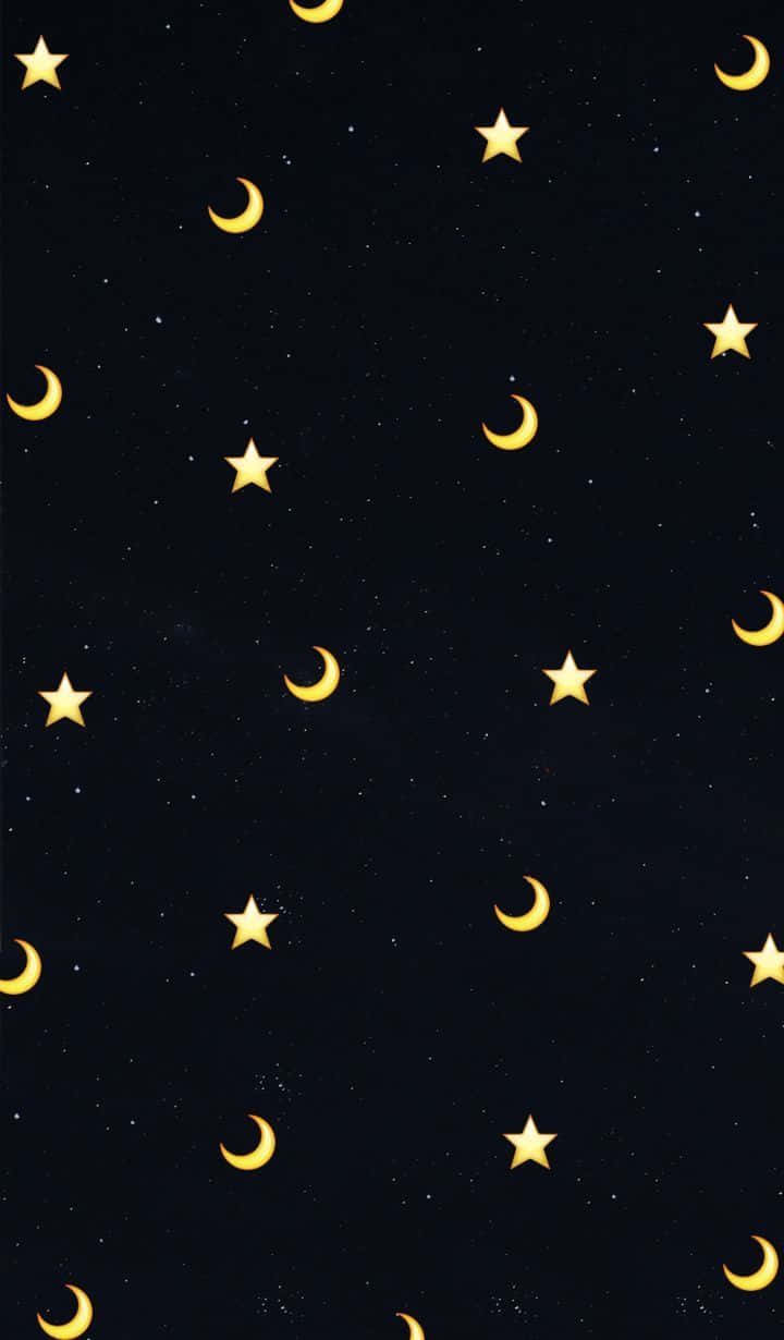 black background, stars, moons, SD Phone Wallpaper