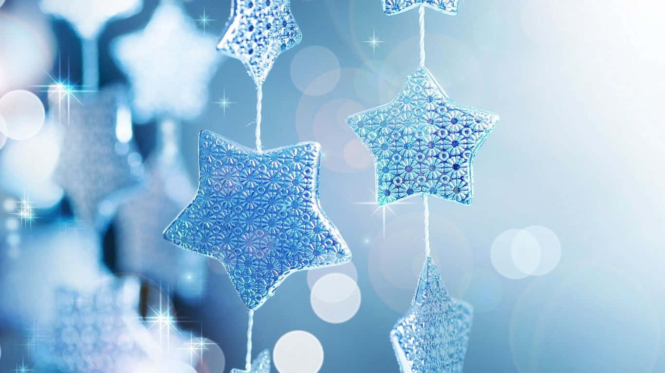 cute stars, blue star ornaments, soft bokeh background, HD Desktop Wallpaper