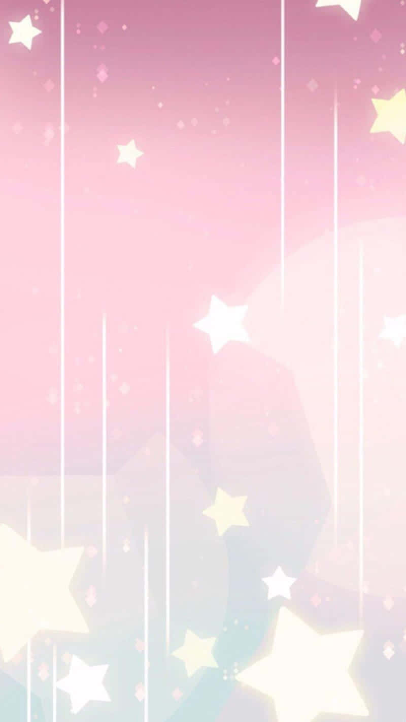 pastel pink and blue gradient sky, glowing stars, soft falling light streaks, HD Phone Wallpaper