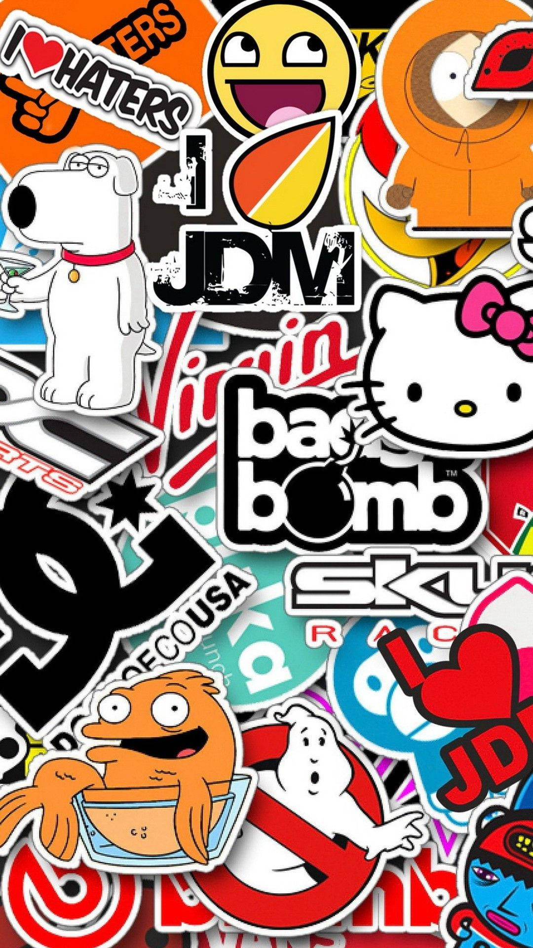 aesthetic stickers, cartoon characters, logos, Full HD Phone Wallpaper