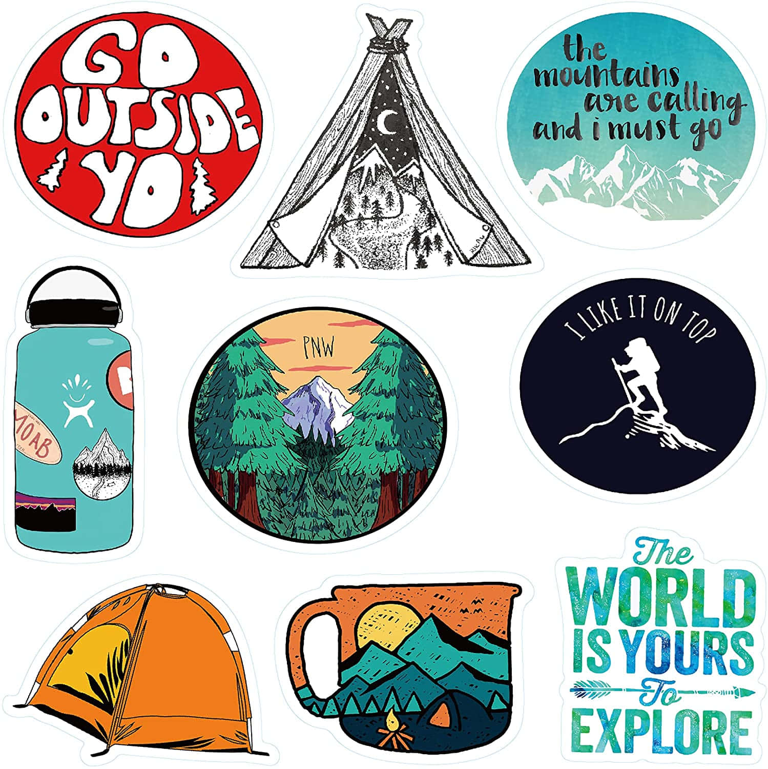 cute stickers, camping-themed, tents, HD Phone Wallpaper
