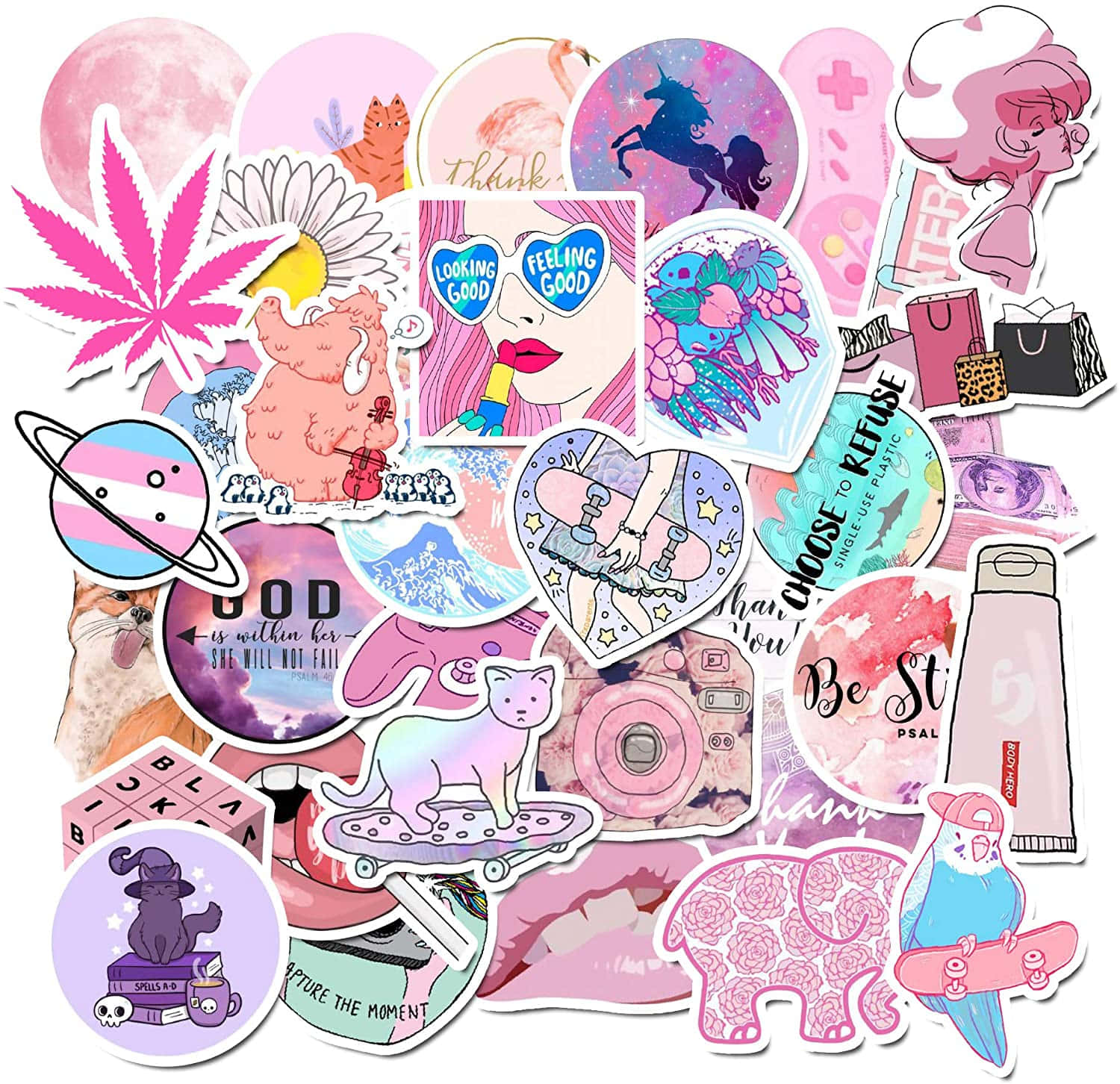 Cute Stickers, unicorns, cats, HD Desktop Wallpaper