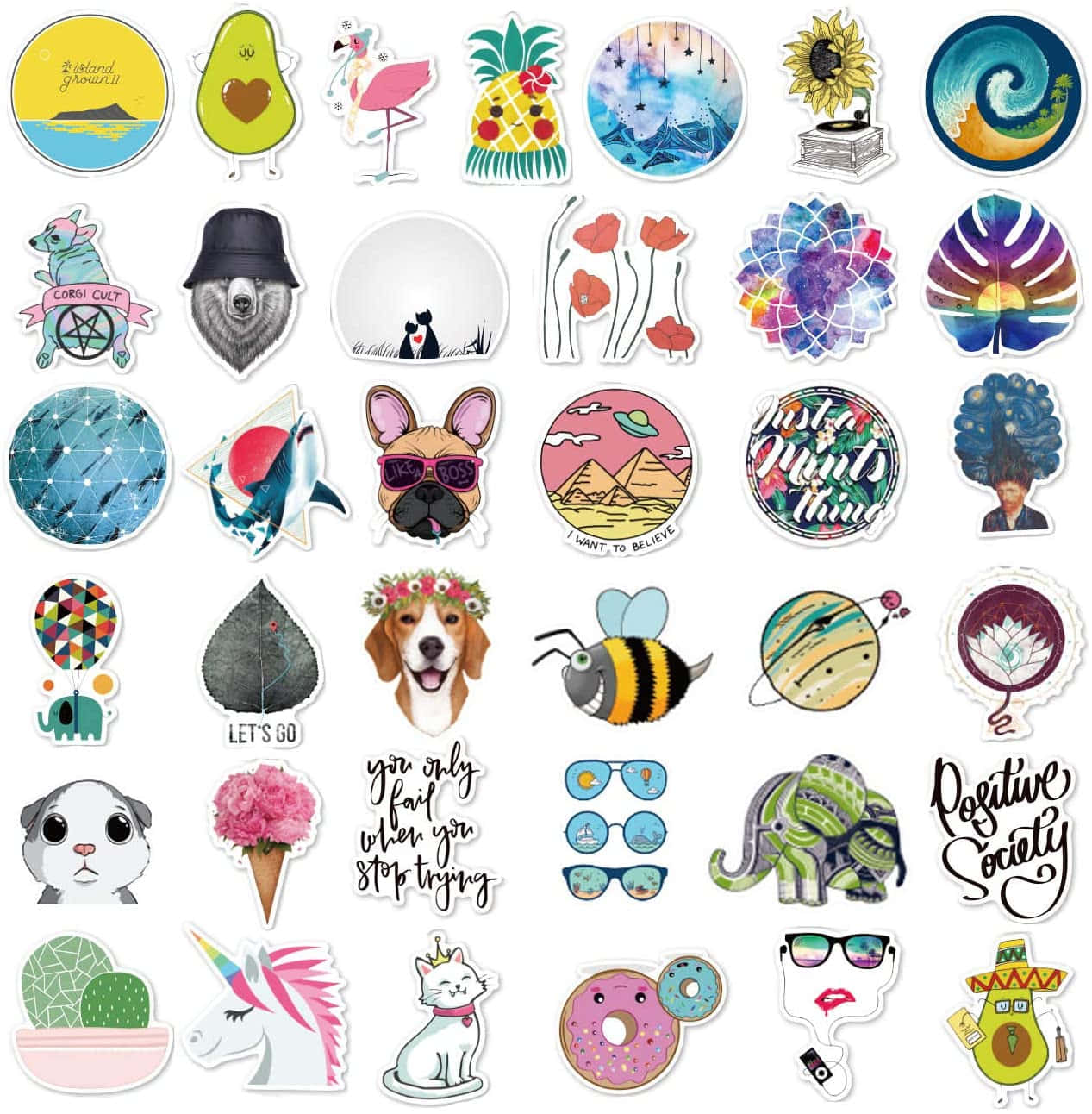 Cute Stickers, whimsical circular stickers, animals, HD Phone Wallpaper