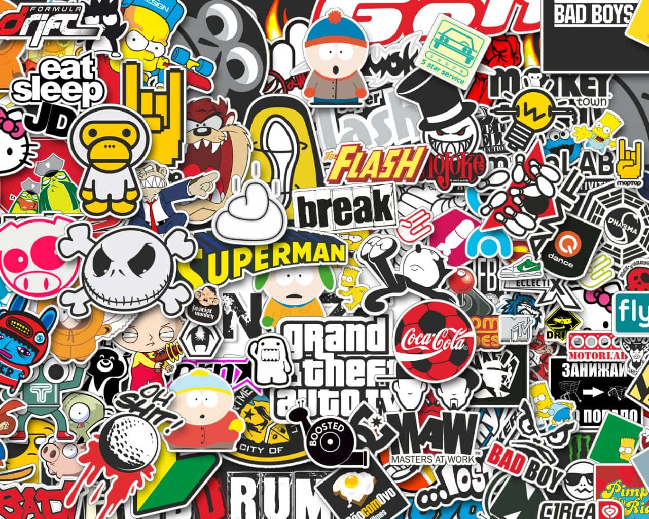 Cute Stickers, colorful pop culture stickers, cartoon characters, HD Desktop Wallpaper